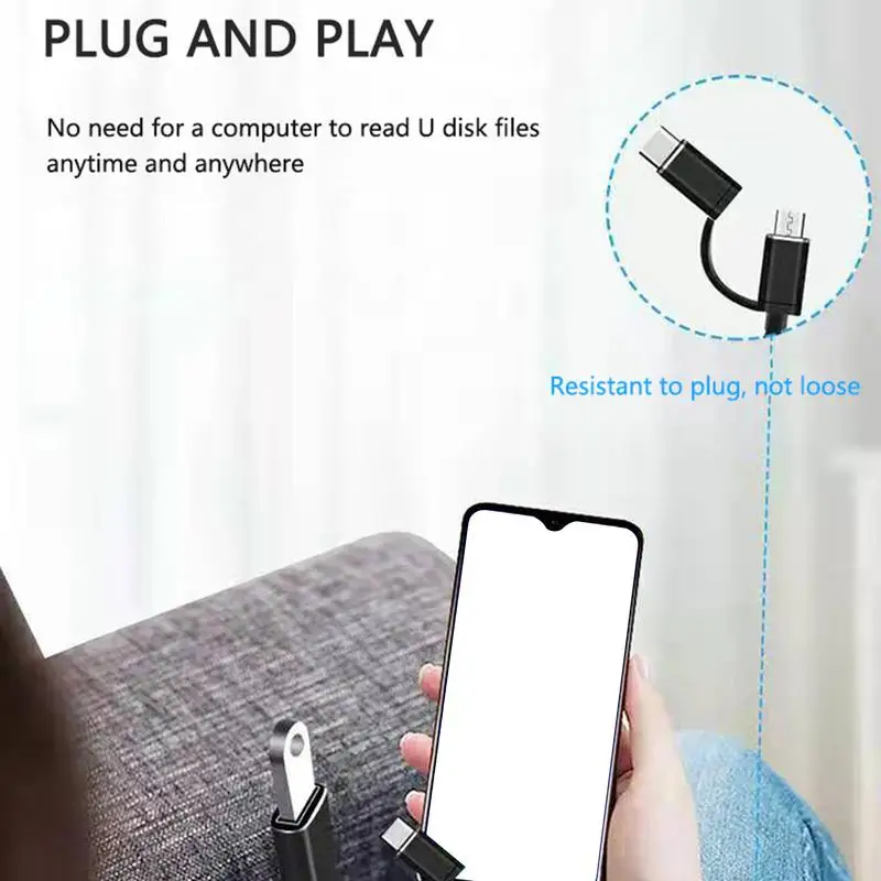2-in-1 OTG Adapter Cable New Lightweight Type C To USB Adapter Fast Charging OTG Connector Portable 3.0 Cable