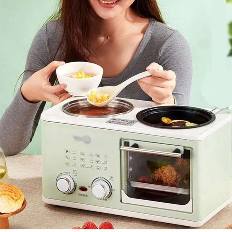 4-in-1 Household Multifunctional Breakfast Maker Machine with Toaster with dust cover and Frying Pan Boiler Steamer cooking pot