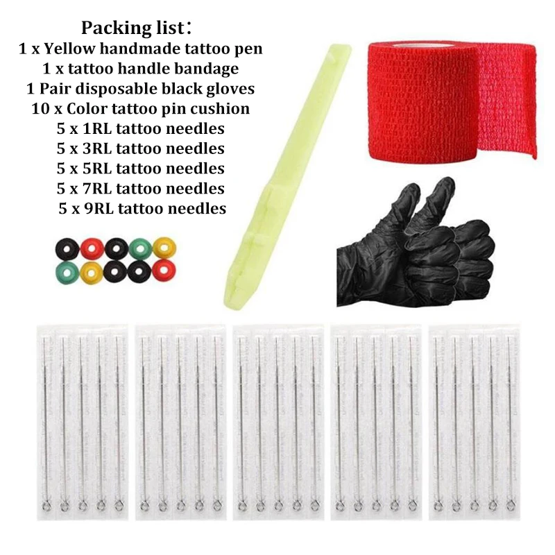 

Набор для татуировок «сделай сам», ручные перчатки, бандажные иглы для татуировок, иглы 3RL/5RL/7RL/9RL, товары для татуировок