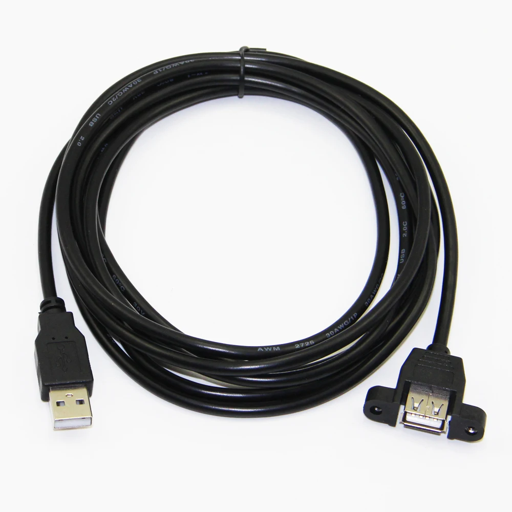 Premium USB 2.0 Extension Cable with Screw Panel Mount and Shielded Design