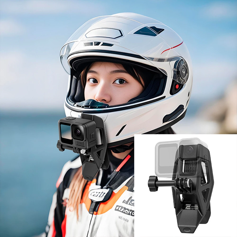 Gripper Mount Motorcycle Helmet Chin Bracket Sport Camera Clip for GoPro 13 12 11 10 9 8 for Insta 360 X5 X4 Accessories