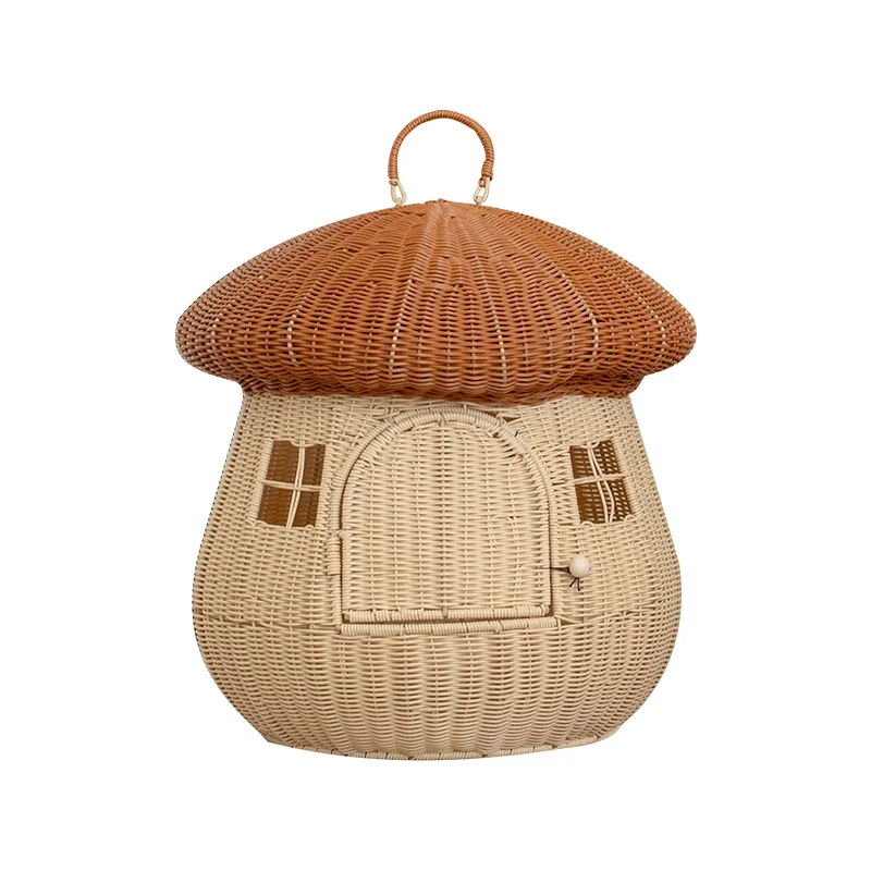 

Popular Closed Go Out Home Dual-Purpose Pet Rattan Nest Cute Cat And Dog Nest Anti Rattan Mushroom House Cat Nest