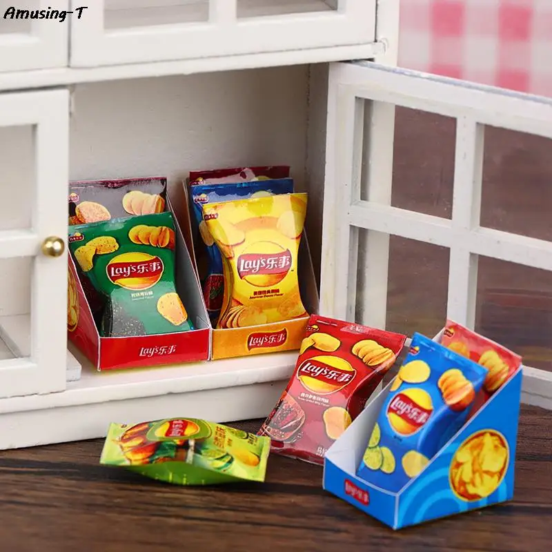 

1Set 1:12 Dollhouse Miniature Potato Chips W/Box Potato Food Snack Model Kid Pretend Play Toy Doll House Accessories