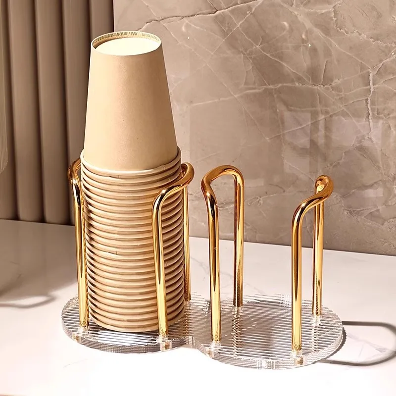 Disposable Cup Storage Rack Double Cup Rack Water Tea Dispenser With Long Stick Mug Display Home Storage