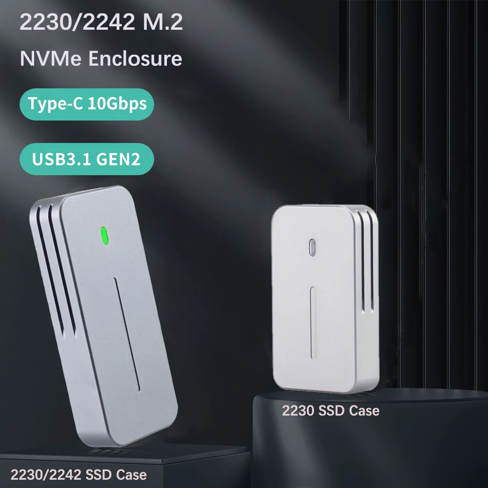 2230 2242 M.2 NVMe 케이스 인클로저, NVMe-USB 어댑터 M.2 박스, 10Gbps USB3.1 Gen 2 PCIe M2 SSD 케이스, 2230 2242 드라이브 583, 9210B