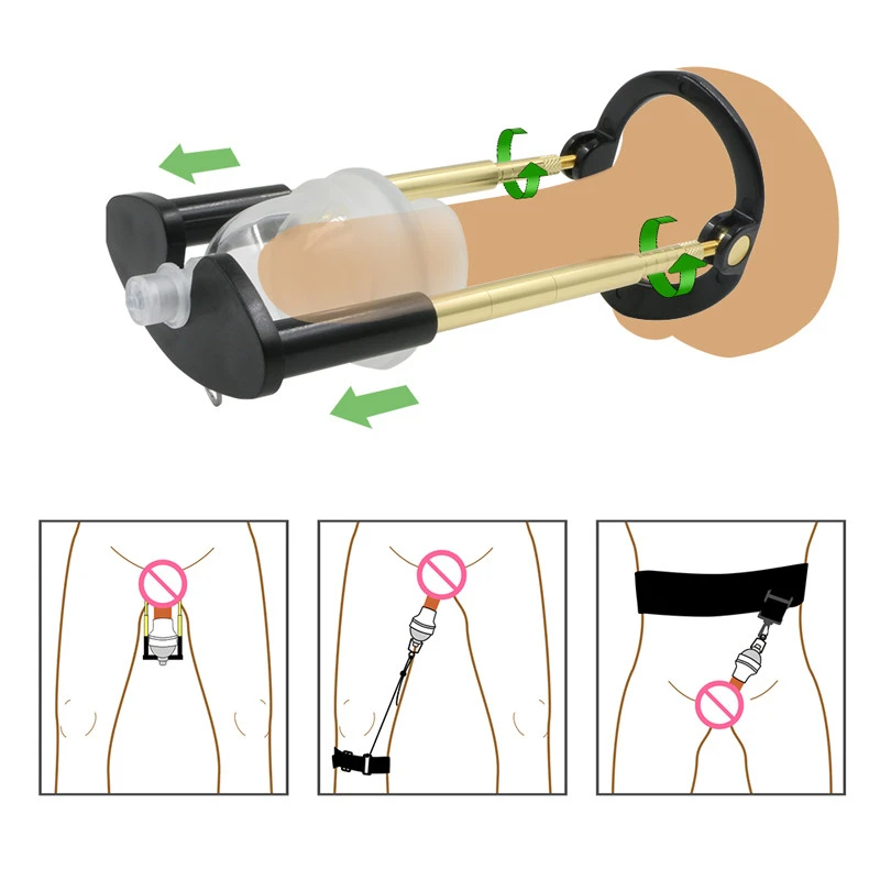 Penis Extender Enhancement Stretcher Pene Growth Pump Dick Extension Erection Device Metal Bracket Penis Pump Penis Enlargement Adult Toys For Men 18+