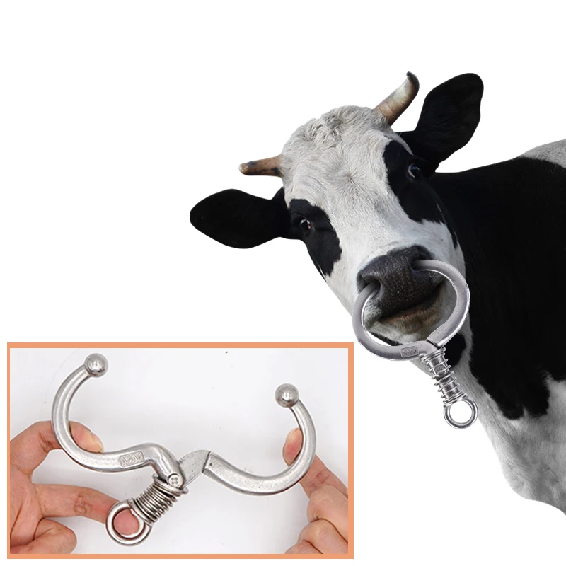Spring-Type Cattle Nose Ring Pliers - Metal Bull Nose Clip Tool For Farmers