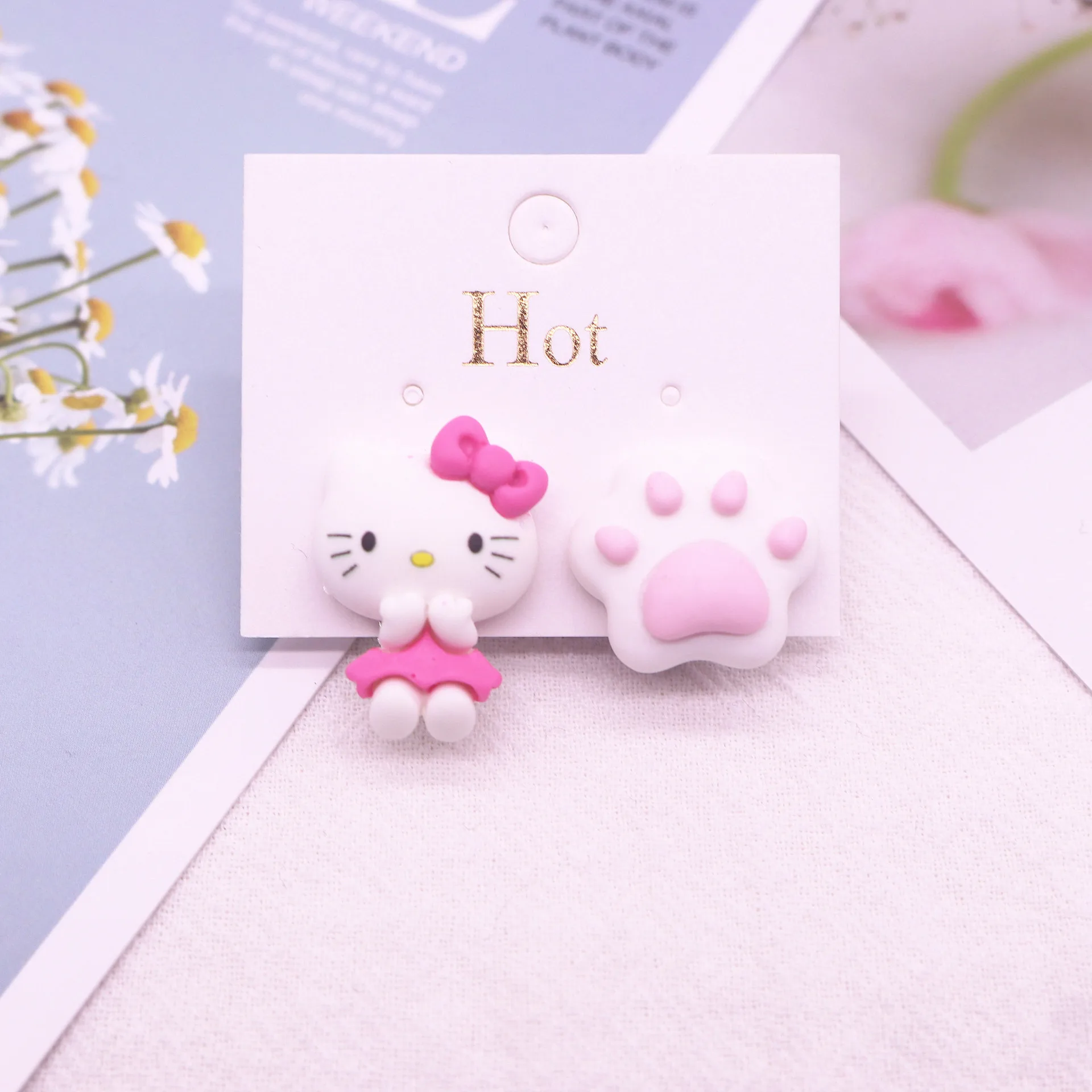 Cute Pink Cats Clip on Earrings For Kids Girls Earrings Jewelry No Pierced Children Women Cute ear clip earrings clip earrings ear clip