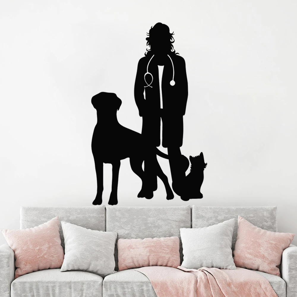 

Wall Decals Veterinary Clinic Pet Shop Grooming Dog Cat Stickers For Livingroom Decoration Murals Removable Vinyl Poster DW13732