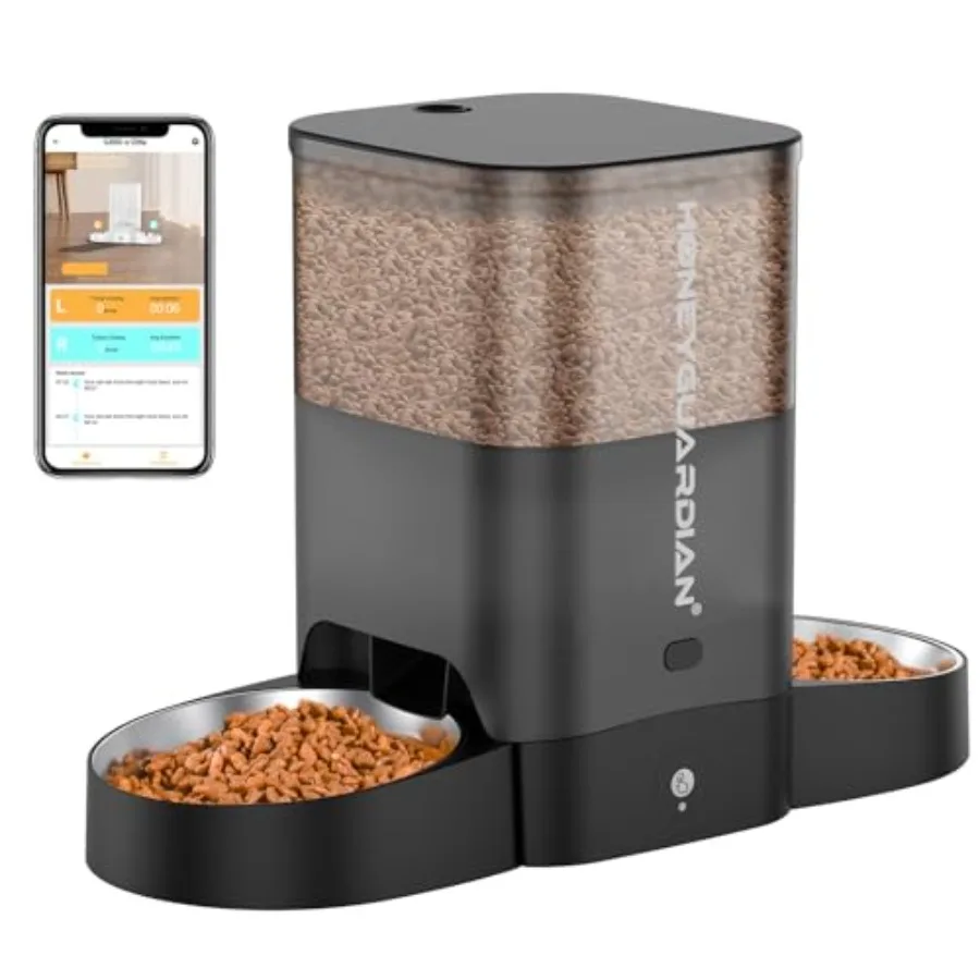 Automatic Cat Feeder for Two Cats 5G WiFi Smart Feed Pet Feeder with Stainless Steel Bowl APP Control Dispenser Dual Power Supp