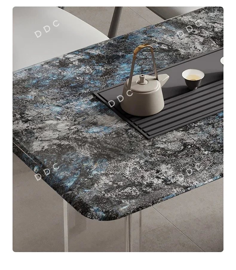 Modern simple dining table and chair entrance complete set of supercrystalline stone tea table