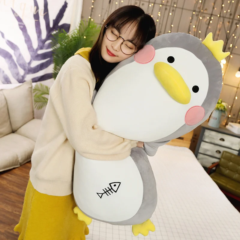 

Корона Пингвин диванная Подушка плюшевая игрушка Kawaii ворсовая диванная Подушка Кровать Зажим подушка для ног Автомобильная подушка подарок для детей съемная
