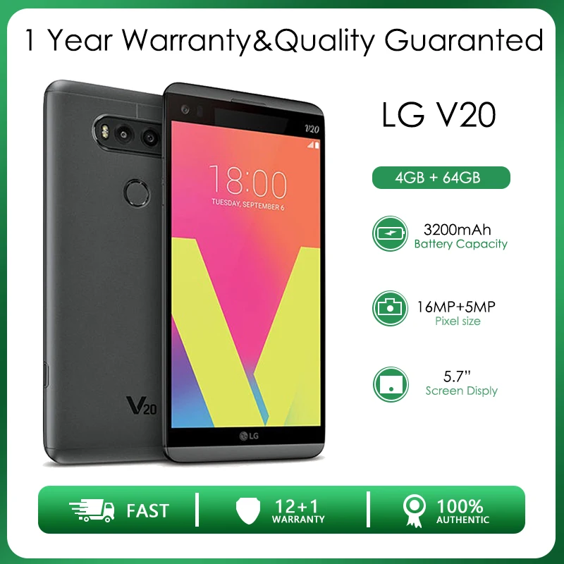 Original Unlocked LG V20 Single Sim 4GB RAM+64GB Octacore 16MP 5.7
