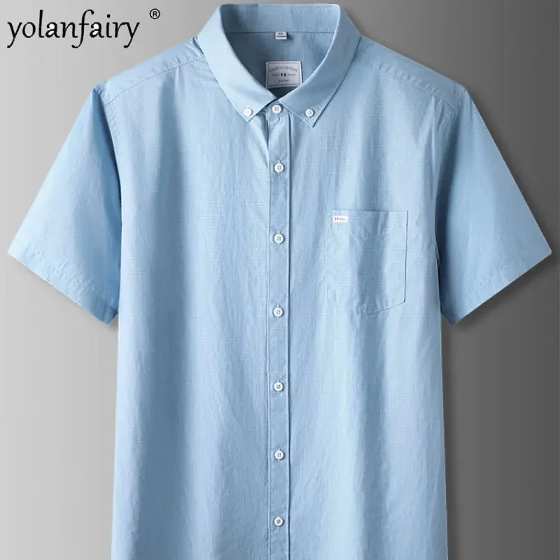

8XL Large Size 100% Cotton Short Sleeved Summer Business Casual s for Tops Shirt Men Clothing Camisas FCY3993