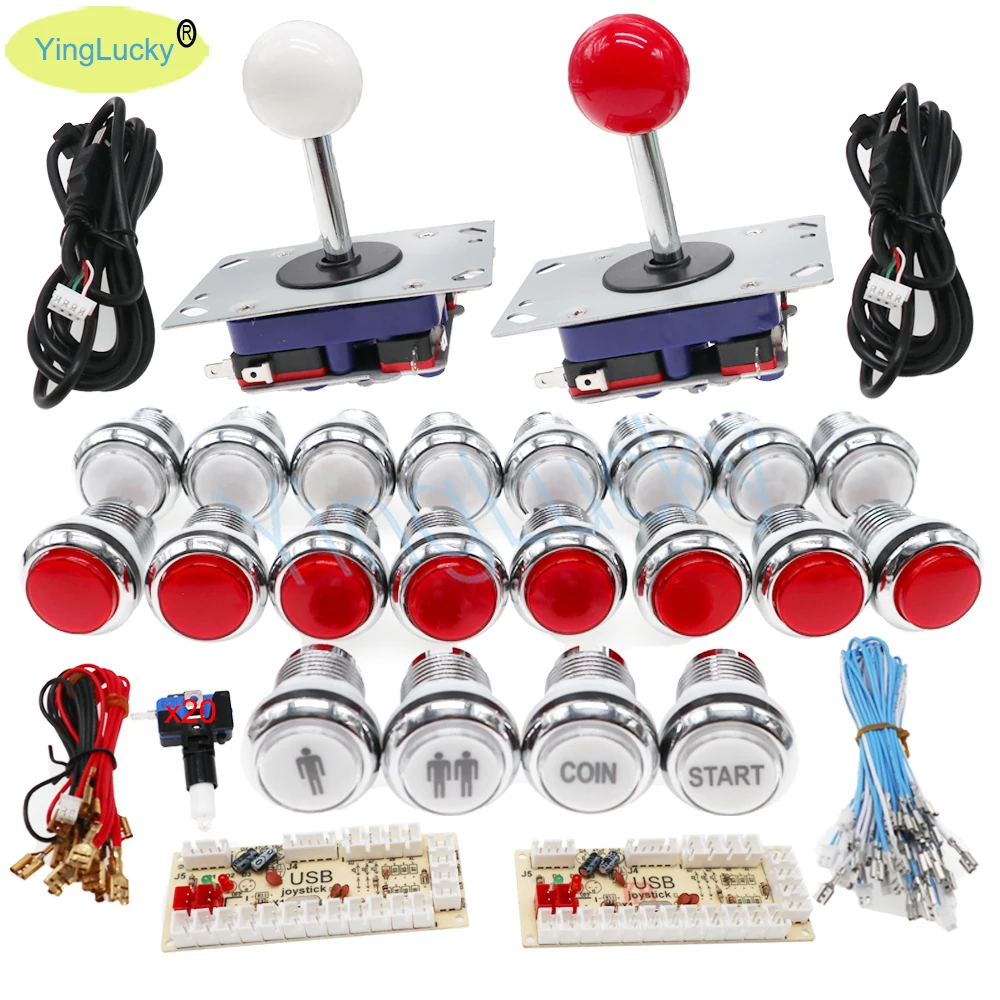 Joystick Arcade Kit Fai Da Te Controllo Usb A Joystick Pc Led 2 Giocatori Pulsanti 2 X Codificatore Tastiera A Ritardo Zero Raspberry Pi