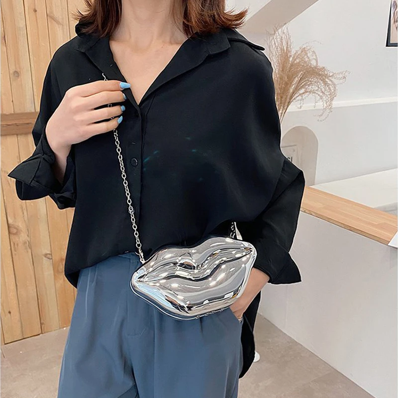 Funny Mouth Shaped Crossbody Bag for Women Creative Lips Design Shoulder Bags Cute Acrylic Small Box Female Purses 2024