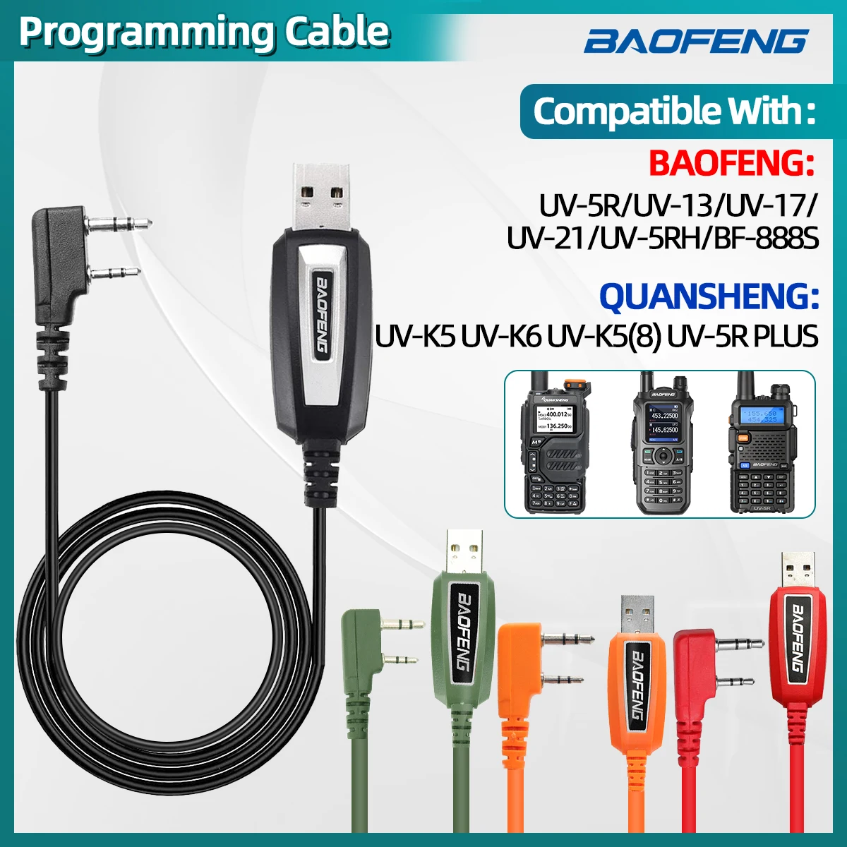 CH340 USB-Programmierkabel für Baofeng UV 82 888S UV 13 21 Pro Quansheng UV-K5 5R Plus Walkie Talkie Radio – Detail 1