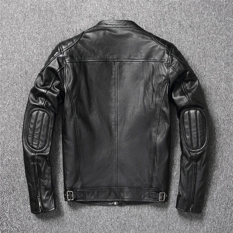Vintage Real Cowhide Genuine Leather Jacket Men Motorcycle Coat Mens Biker Clothes Spring Autumn Asian Size men leather jacket