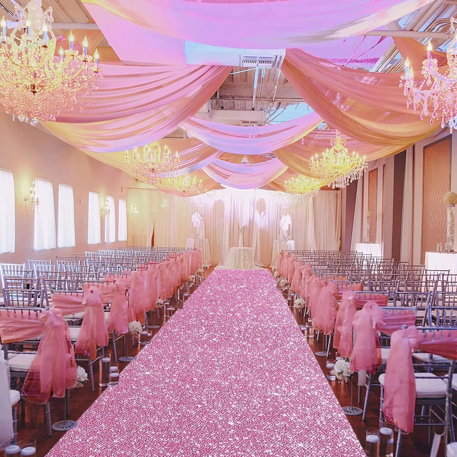 Sparkling pink large carpet non slip washable perfect for wedding aisles parties holiday decorations and home decor wedding carpet