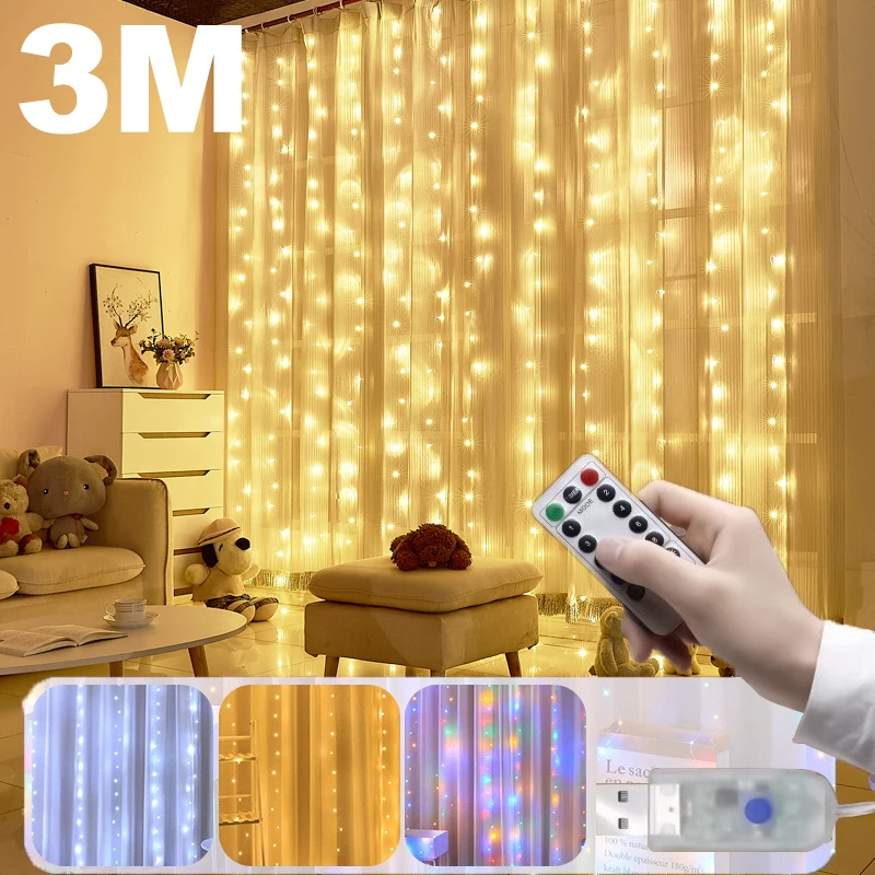 Curtain LED String Lights 8 Modes USB Remote Control Fairy Lights Festival Decoration Holiday Wedding Bedroom Home artificial vine lights,fairy string lights,curtain string lights,fairy lights,curtain led lights