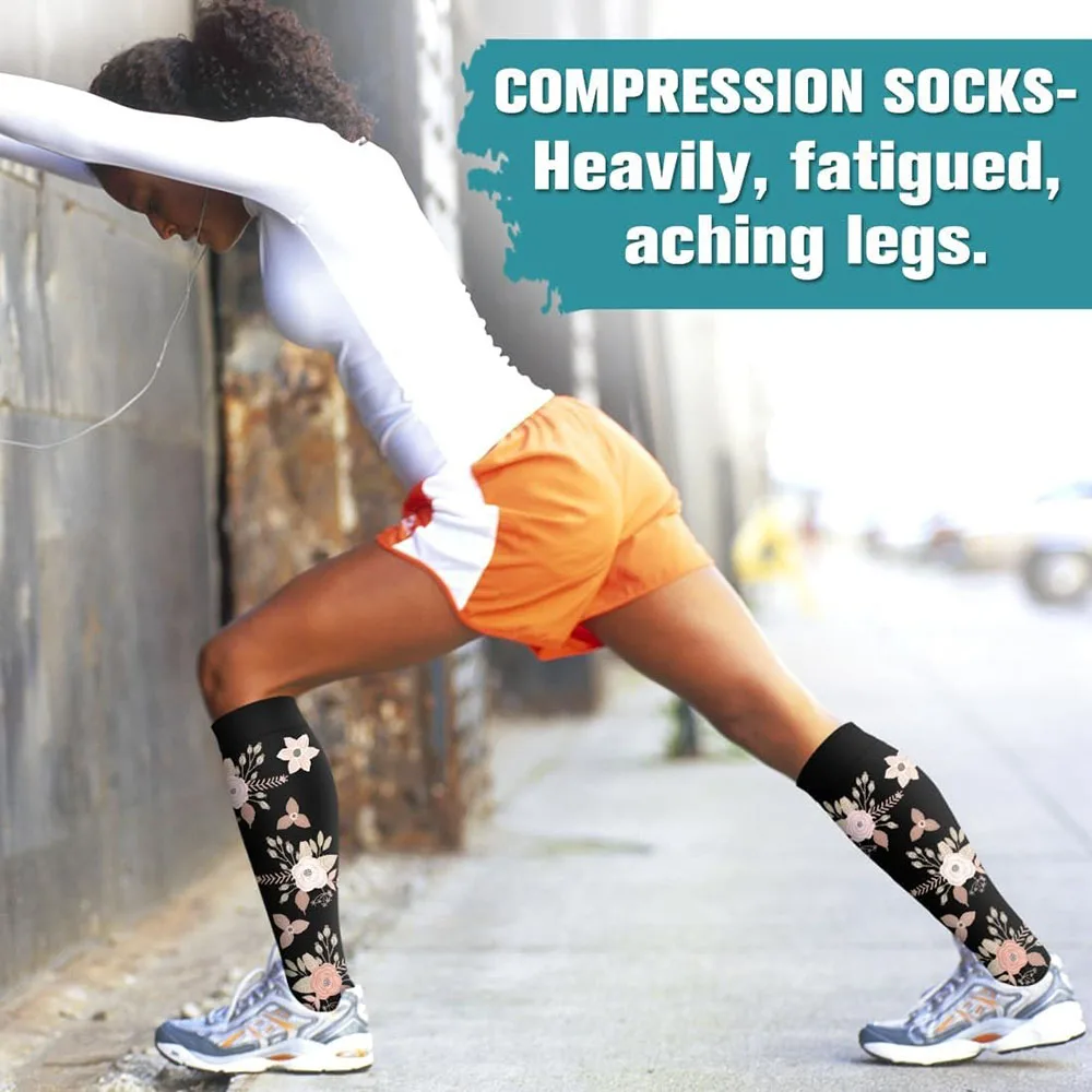 Graduated Compression Socks for Enhanced Circulation (6 Pairs) - Optimal Support for Running and Athletic Activities