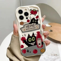Custodia in silicone morbido con catena per Apple Red Cartoon Cat