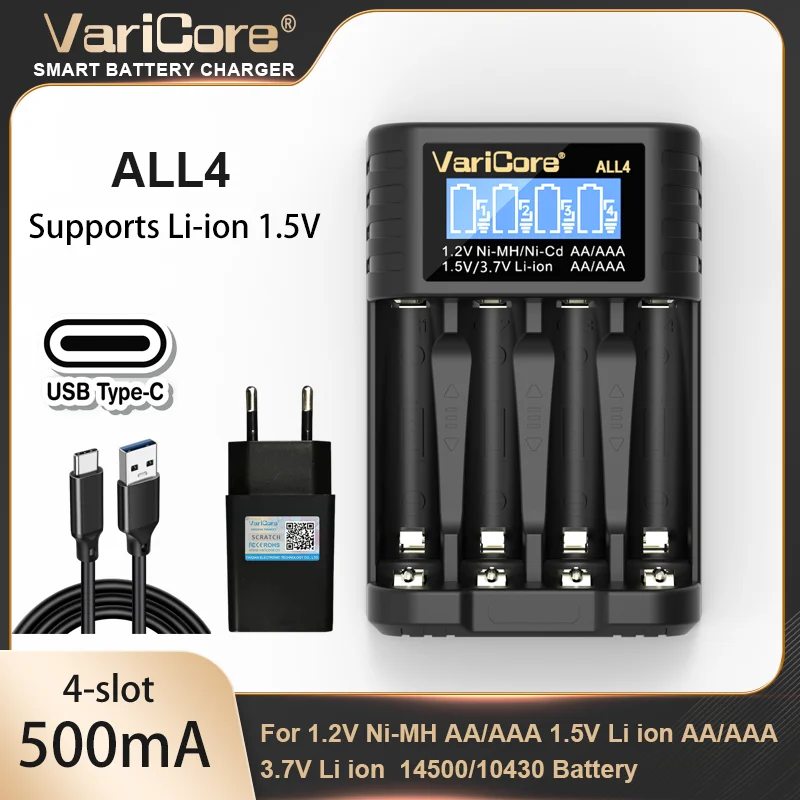 Battery Charger VariCore VC-ALL4 VC-Q4 VC-TC2 For 3.7V 18650 etc. 1.2V AA AAA NiMH Lithium