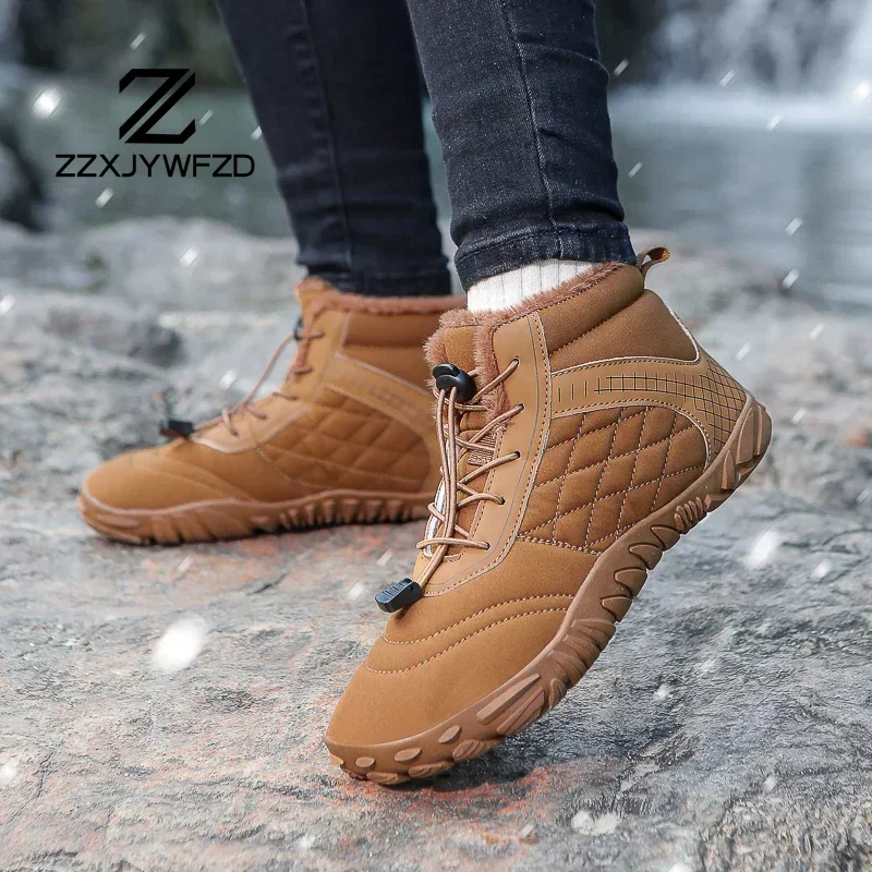 2024 New Winter Boots for Men Snow BareFoot Women Outdoor Non-slip Warm Fur Casual Sneakers Plus Size Ankle Boots Hiking Shoes - 6