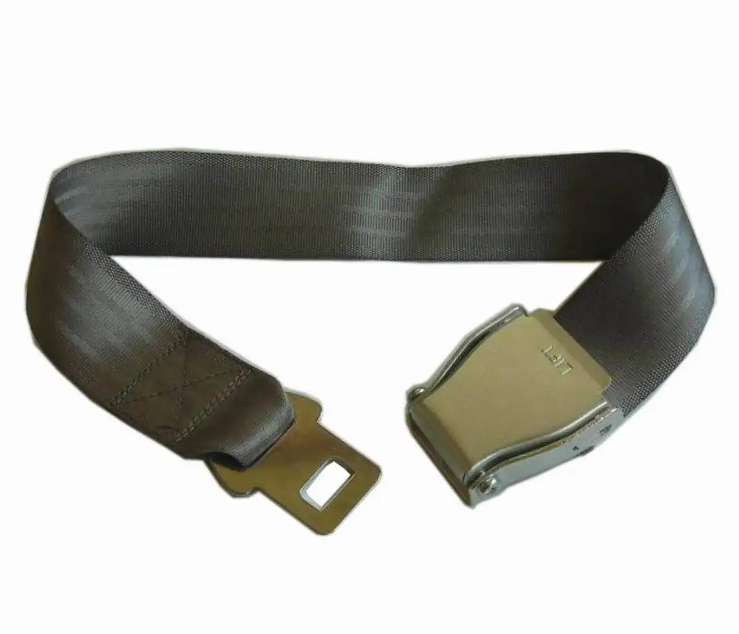 GREY webbing  Adjustable aircraft buckle safety belt extension strap. ExtenderExtension strap, aircraft seat safety belt