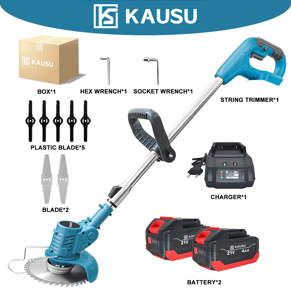 KAUSU Electric Cordless Lawn Mower Adjustable Grass Trimmer Cutter Garden Pruning Cutting Power Tools Makita 18V Battery