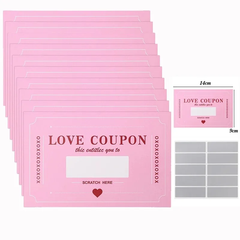 Scratch Off Cards Valentines Day Love Coupons DIY Game Ticket Romantic Love Note Wedding Anniversary Gift Creative Greeting Card