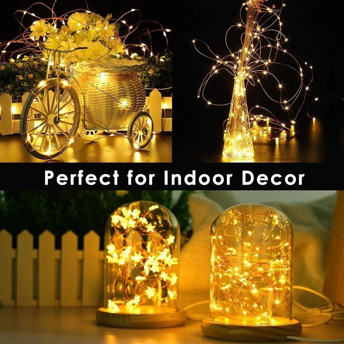 รูปสินค้า สายไฟ LED 100 ดวง ตกแต่งบ้าน พร้อมรีโมท 8 โหมด