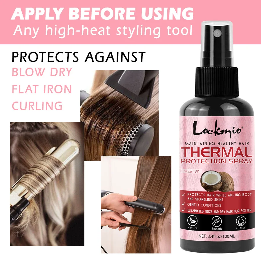 Hair Care Kit Rosemary Mint Strengthening Moisturizing Oil Thermal Protectant Spray Prevents Heat Damage for Curly Straight Hair