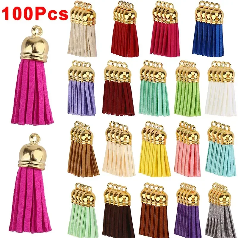 10-100Pcs Keychain Tassels Bulk Leather Tassels for Jewelry Making Colored Suede Tassel Pendant Keychain Accessory Craft Making Leather Tassels
