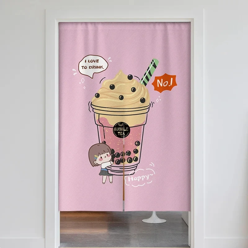Milk Tea Shop Door Curtain Partition Noren Curtain Restaurant Kitchen Entrance Decoration Bubble Tea Linen Hanging Half-Curtain 3