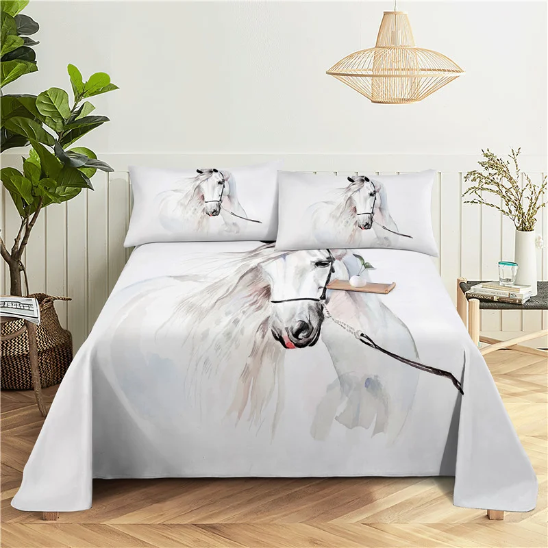 Polyester Flat Sheet Polyester Bed Sheet Horse Sheets Set Bed