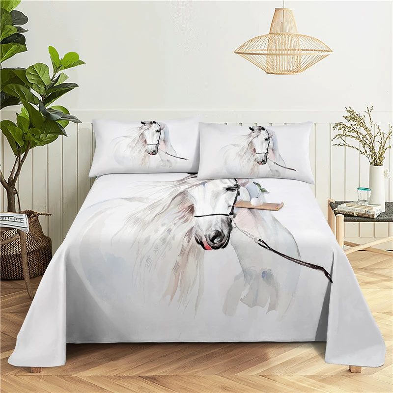 Polyester Flat Sheet Polyester Bed Sheet Horse Sheets Set Bed