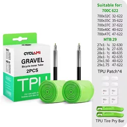 CYCLAMI Ultralight TPU Inner Tube Tire with French Valve - Super Light (2pcs Gravel FV45mm)