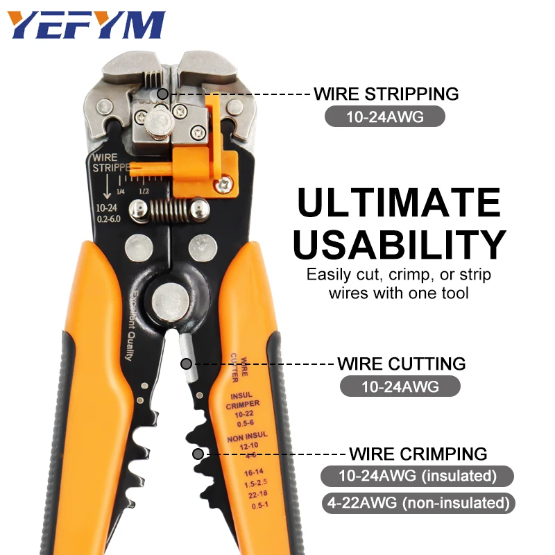 Wire stripper pliers 0.25-6mm&sup2;/10-24AWG YE-1 cable cutter practical electric automatic Multifunctional Repair crimping Tools hand tools,universal pliers,wire stripper,wire cutter,stripping pliers,crimping tool,crimping tools,wire stripping pliers,hugging blanket,mini wire cutter