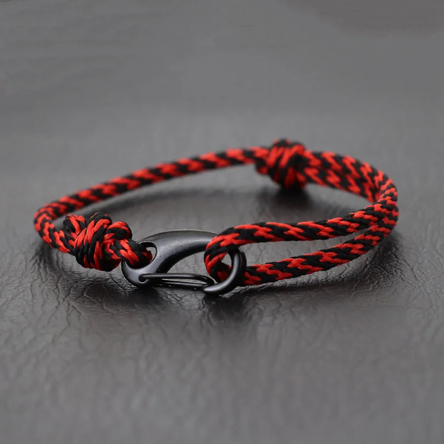 Neues handgefertigtes ethnisches Schnurarmband für Männer, Marine-Stoff, nautisches Armband, schwarze D-Schnalle, Kletterseil-Armband, Strand, Pulseria