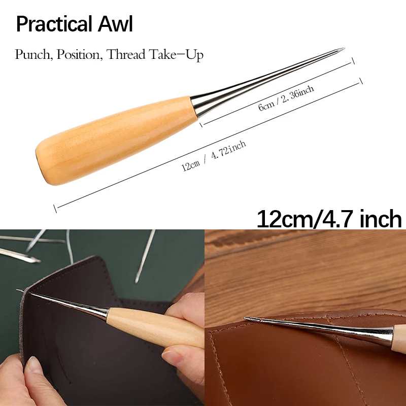 Kit Riparazione Scarpe In Pelle - Punteruolo Con Manico In Rame, Filo Cerato 50m - Foto 7