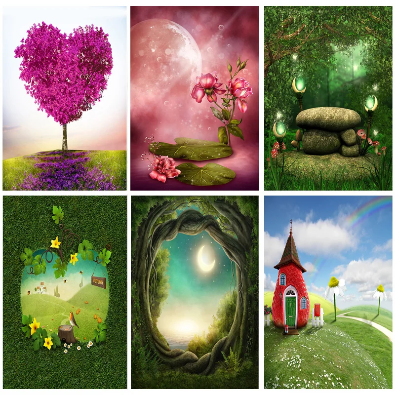 

Art Fabric Forest WonderlBaby Magic Fairy Dreamy Photo Backdrops Photographic Backgrounds Photo Studio Props MHK-01