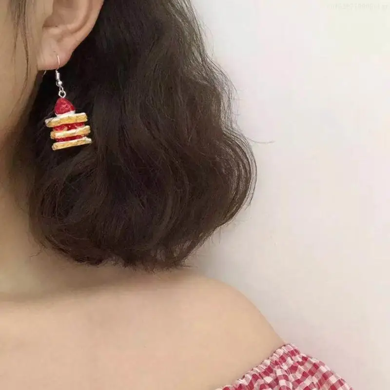 Unique Strawberry Cake Earrings Shaped Ear Rings Eardrops Ear Pendants Stylish Accessories for Girls F0S4 5