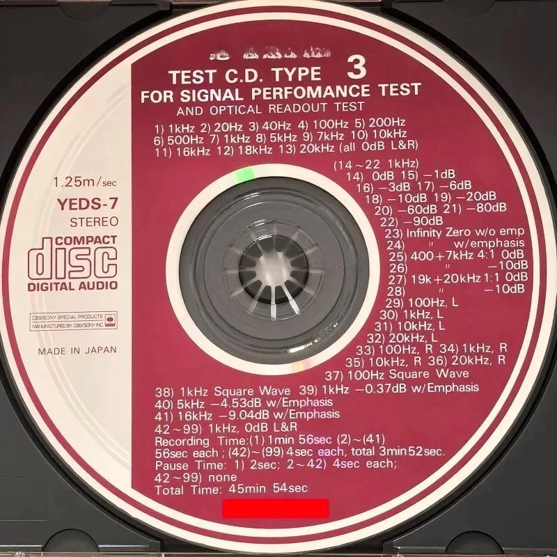 TEST CD DISC YEDS-7 , TYPE 3 FOR SIGNAL PERFORMANCE TEST AND