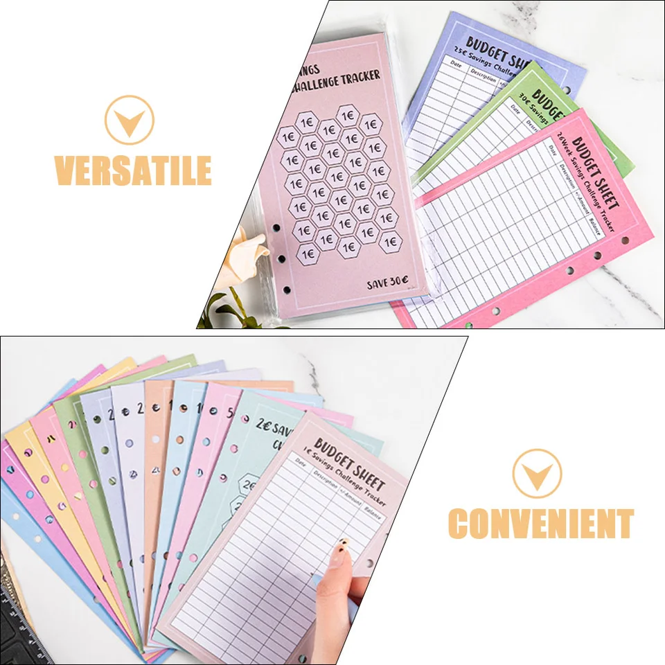 6 Holes Budget System Refill, 48pcs A6 Savings Challenge Budget Planner