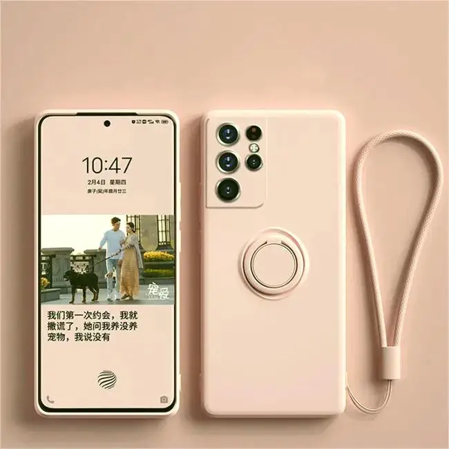 thumbnail image 1 of Silicone Case For Samsung Galaxy S24 Ultra S22 S23 S20 Plus Magnetic Ring Holder Cover Galaxy Note 20 Ultra 10 Shockproof Funda, 1 of 5