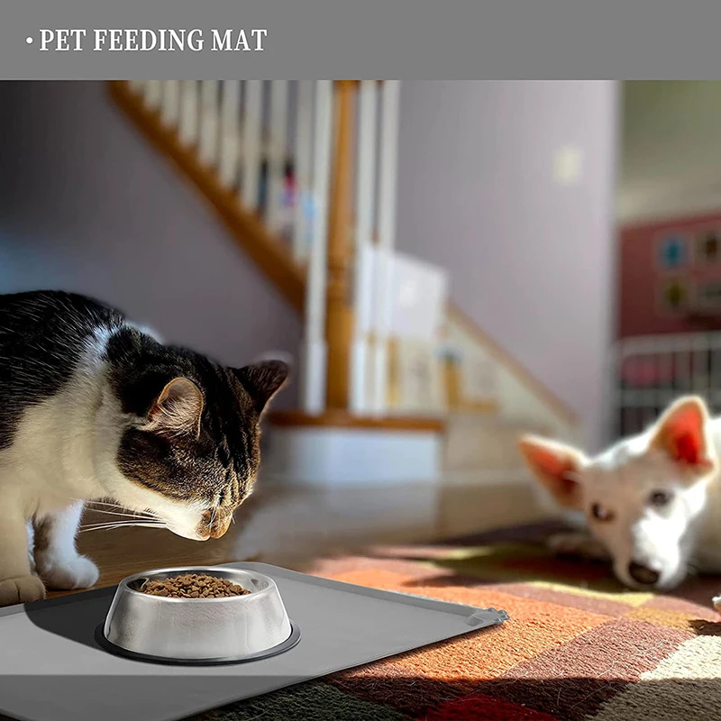 CDDMPET Silicone Pet Food Mat Dog Cat Bowl Mat Non-Stick Fountain Tray Easy Washing
