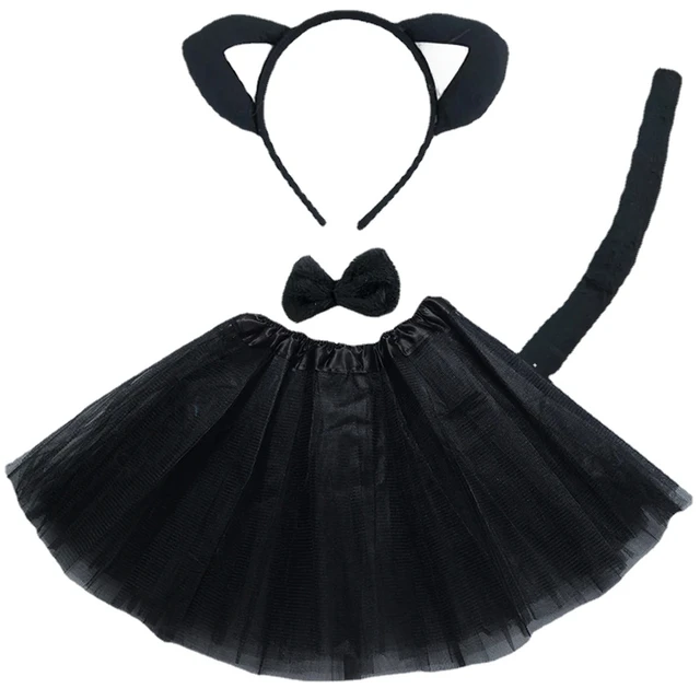 Costume D'anniversaire De Chat Blanc Et Noir Pour Filles, Ensemble