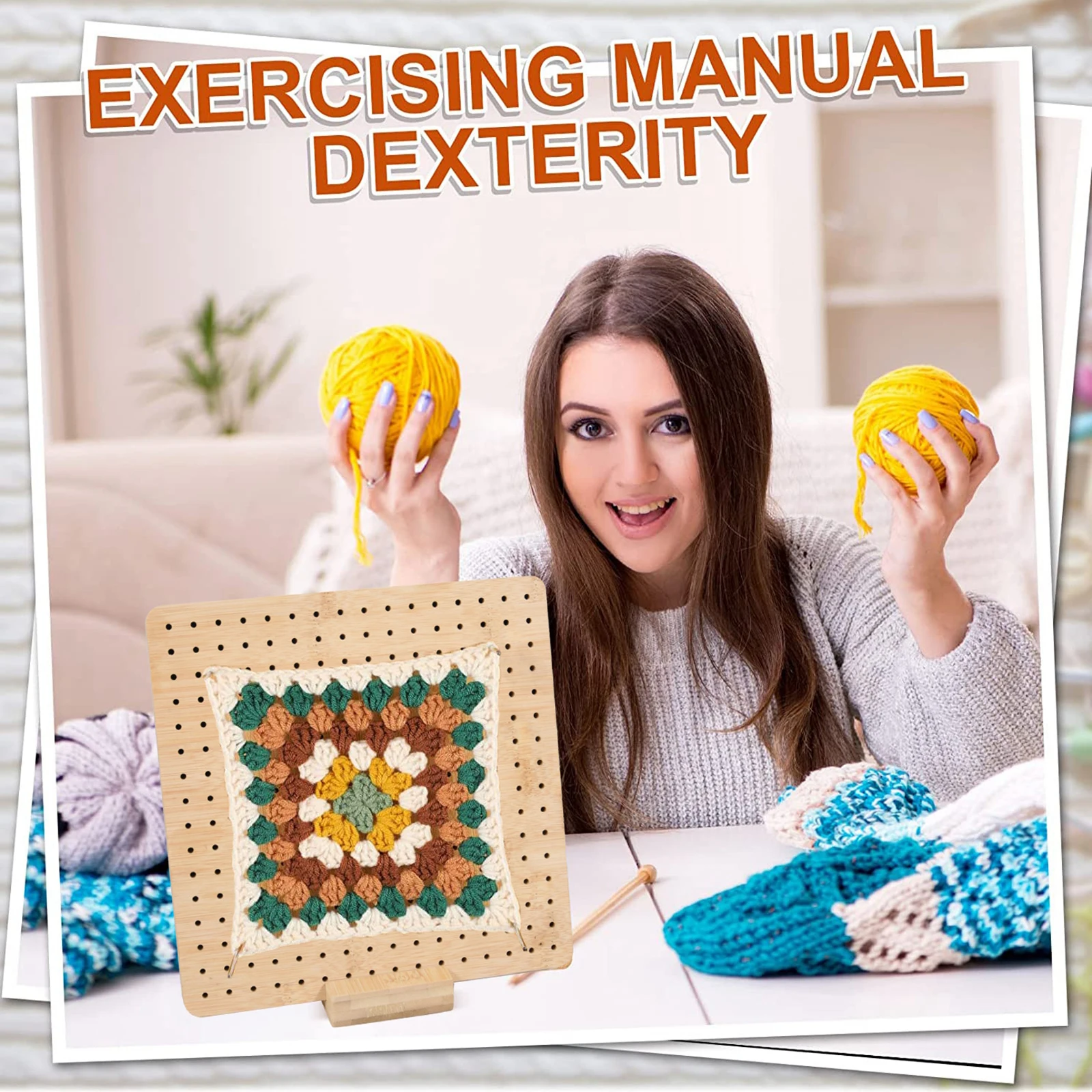 CrochetBlockingBoardwithPegsBamboo8InchesPegboardforCrochet