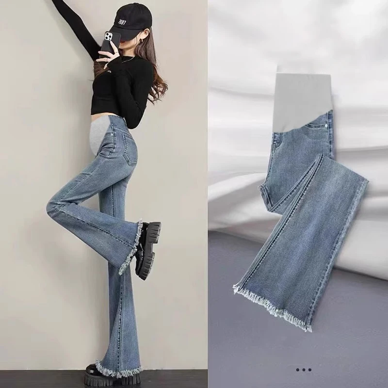 Women's Jeans Maternal Leisure Boot Cut Pant Pregnancy Pants Slim Fit Plus Size Pregnant Pants Maternity Clothes Mother